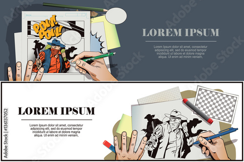 Robber running away with money. Cowboys wild west.