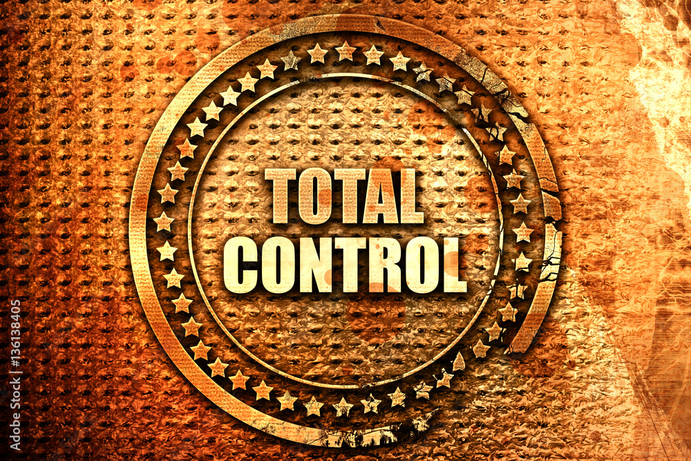 total control, 3D rendering, text on metal total control, 3D rendering, text on metal