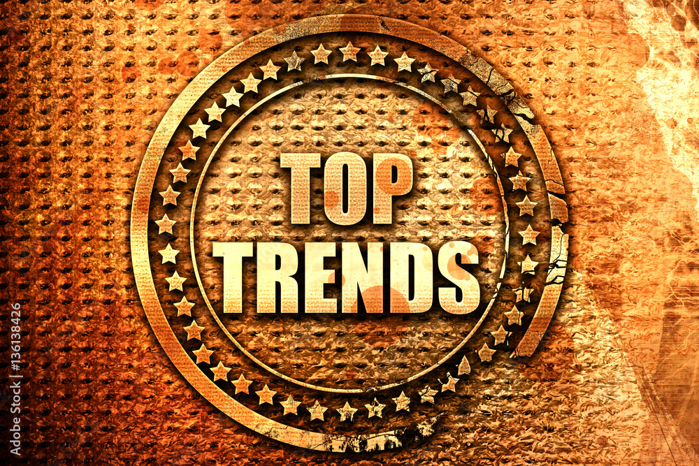 top trends, 3D rendering, text on metal top trends, 3D rendering, text on metal