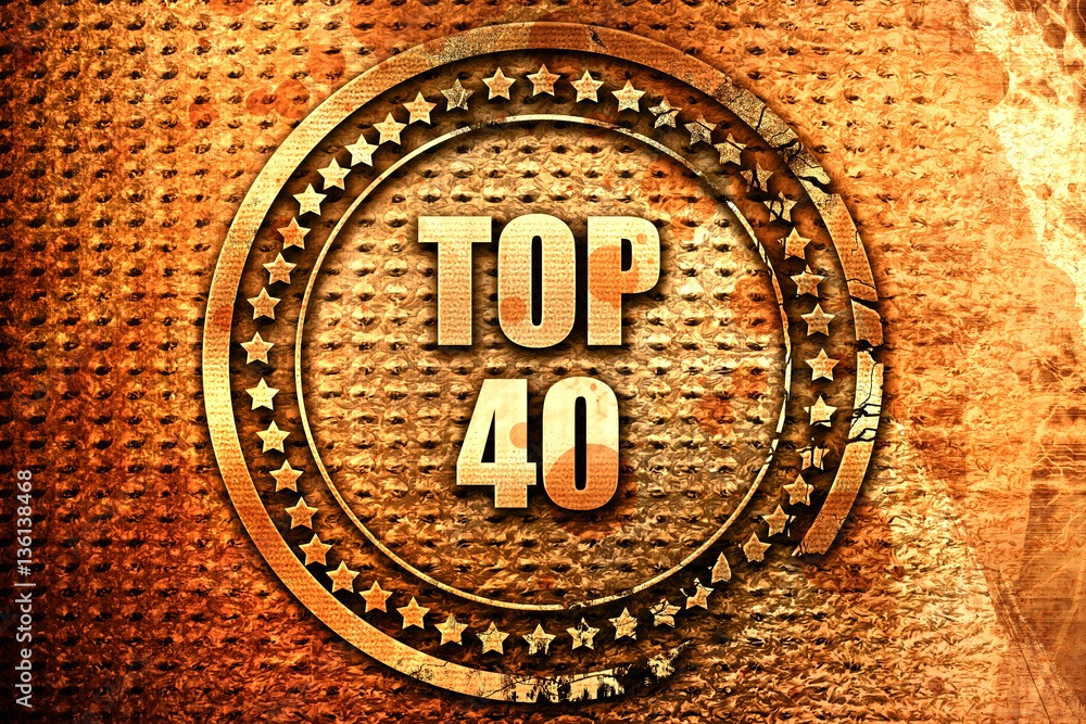 top 40, 3D rendering, text on metal