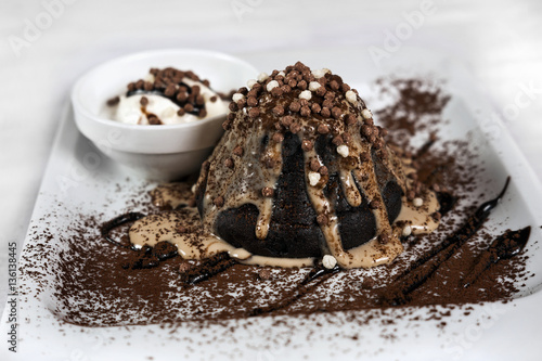 Chocolate fondant with vanilla ice cream