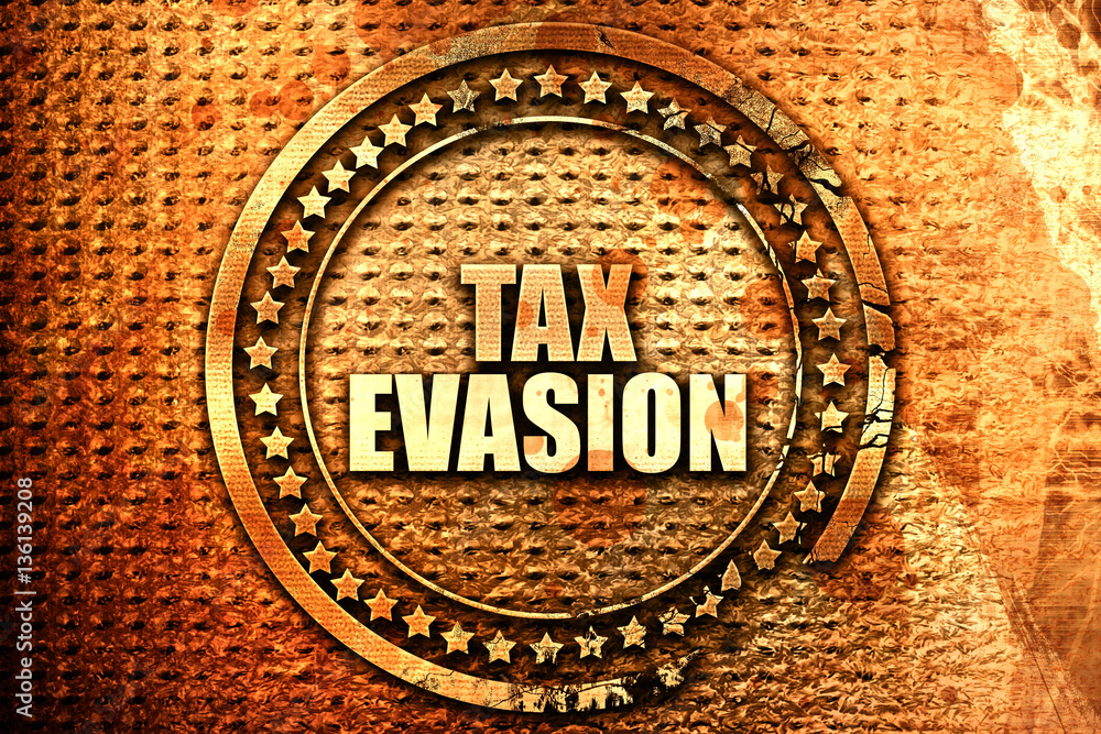 tax evasion, 3D rendering, text on metal