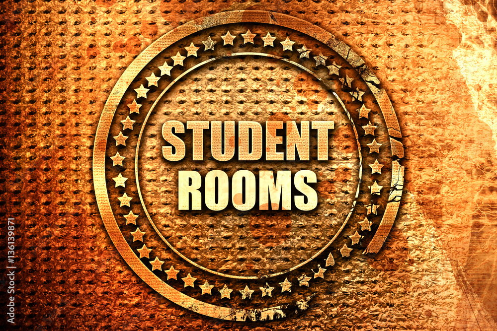 student rooms, 3D rendering, text on metal student rooms, 3D rendering, text on metal