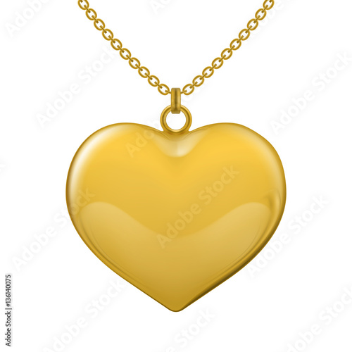 Golden chain with heart-shaped lavalier