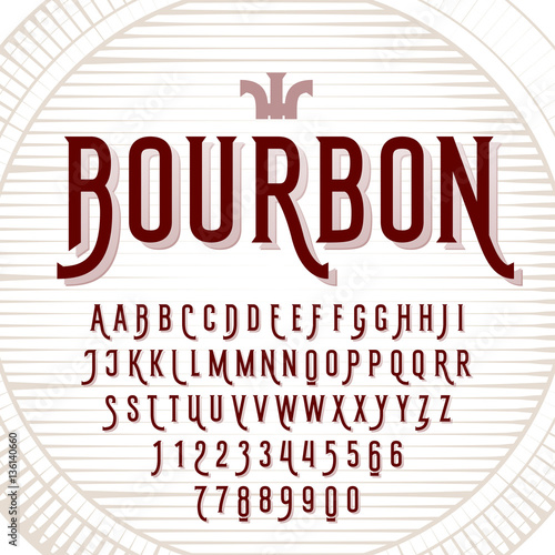 Decorative typeface on wooden barrel