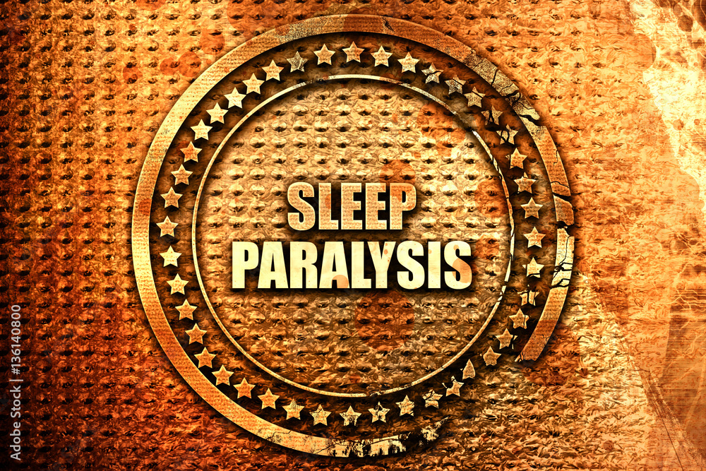 sleep paralysis, 3D rendering, text on metal