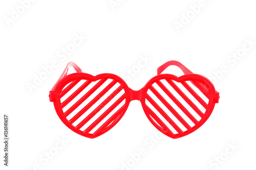 red plastic glasses with heart shape for Valentine’s Day party