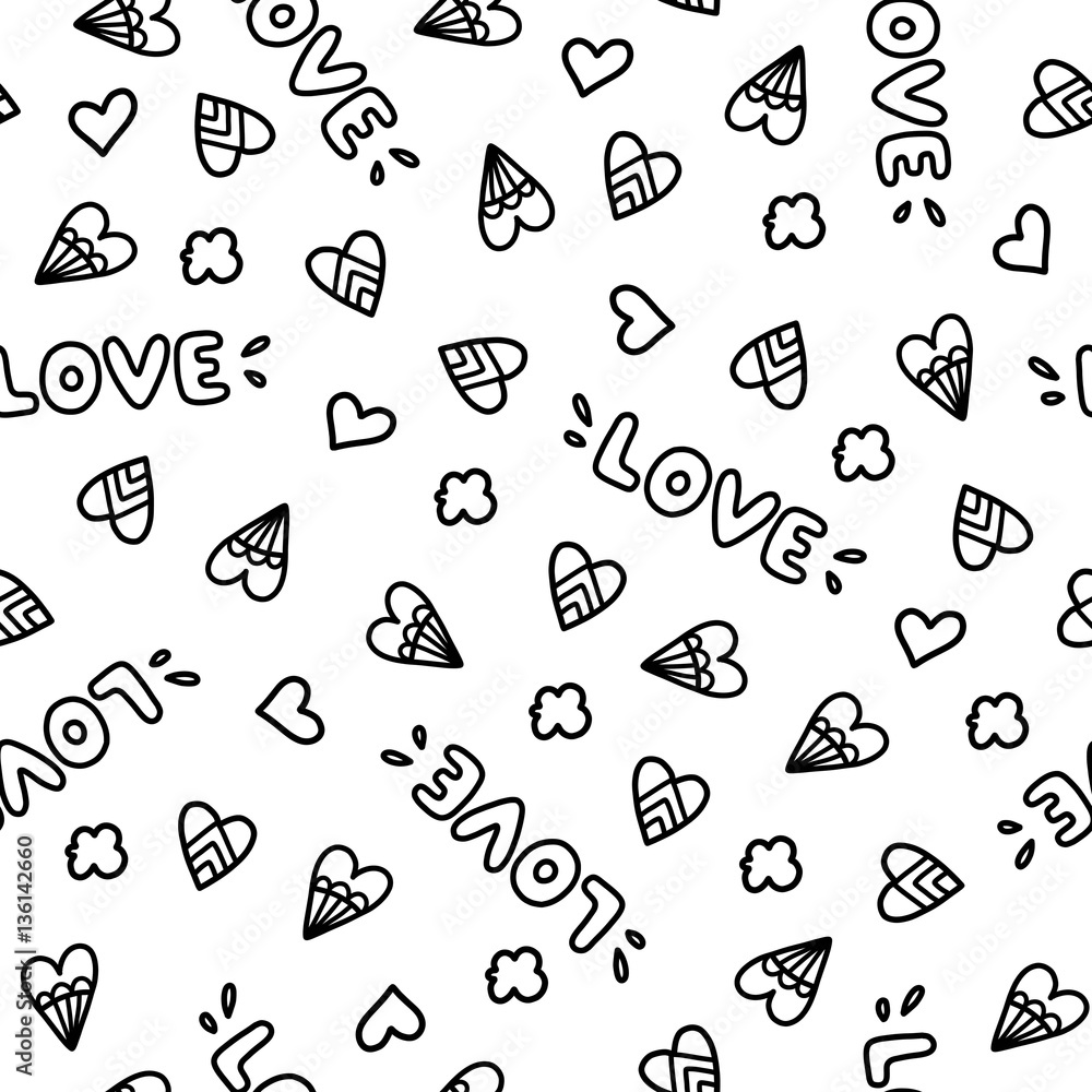 Doodles cute seamless pattern. Doodles cute seamless pattern.