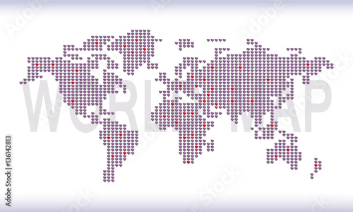 WORLD MAP. is made up of dots, gray-blue background