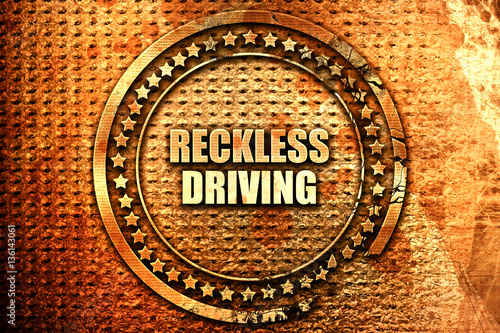 reckless driving, 3D rendering, text on metal