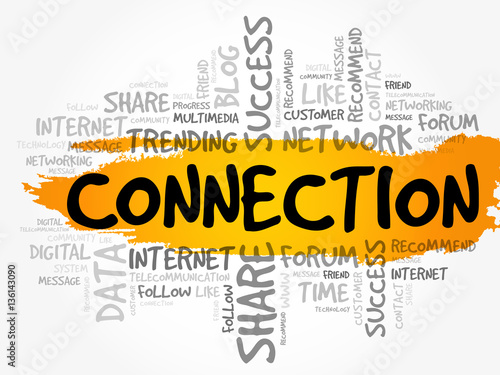 Connection word cloud, technology business concept background