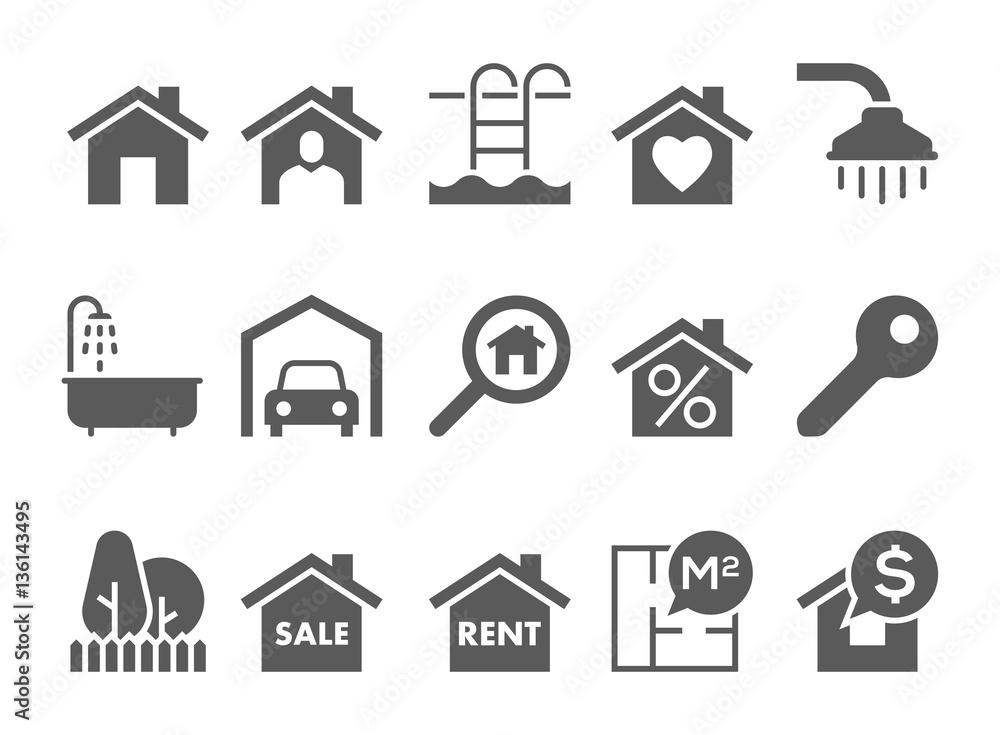 real estate black and white icons