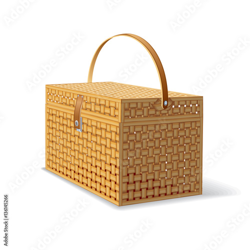 Picnic Hamper. Isolated Basket