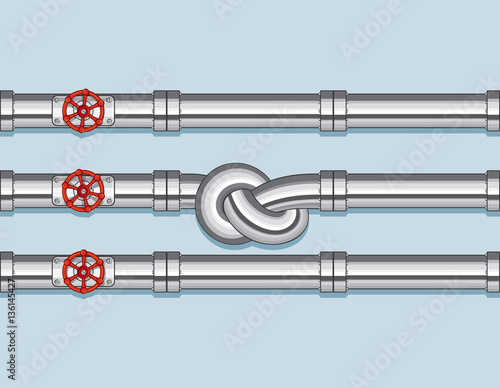 Pipeline with Three pipe and one Tied in a Knot