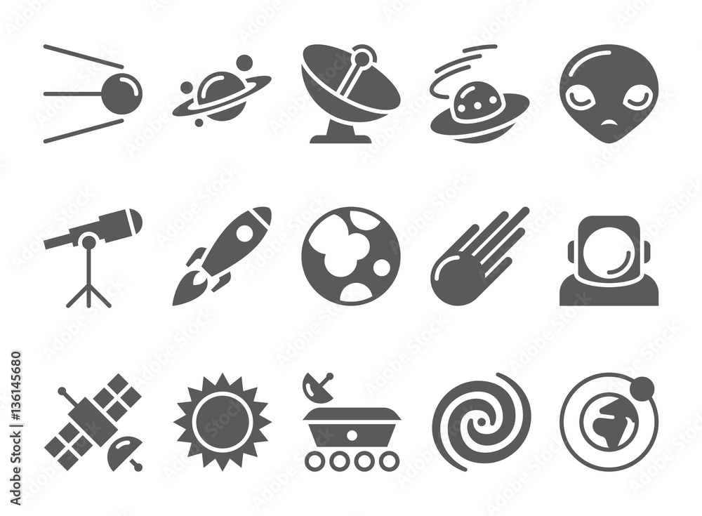 space cosmos and astronomy icons set