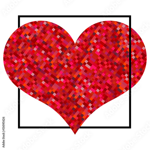 Wallpaper Mural Red heart made of pixels in black square. Valentines Day background on a white background. Symbol of Love Element for wedding Template.
 Torontodigital.ca