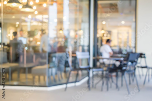 blurred people in coffee shop