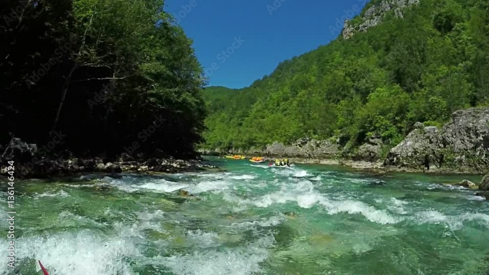 White water rafting first point of view, personal perspective, Adventure Extreme Sports Leisure Activity Gopro. On board camera, slow motion White water rafting first point of view, personal perspective, Adventure Extreme Sports Leisure Activity Gopro. On board camera, slow motion