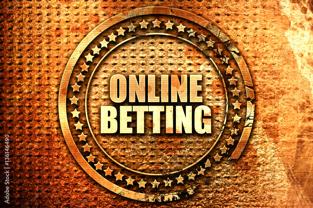online betting, 3D rendering, text on metal