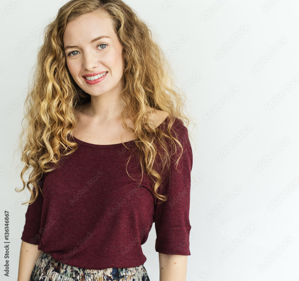 Young Woman Smiling Cheerful Concept Young Woman Smiling Cheerful Concept