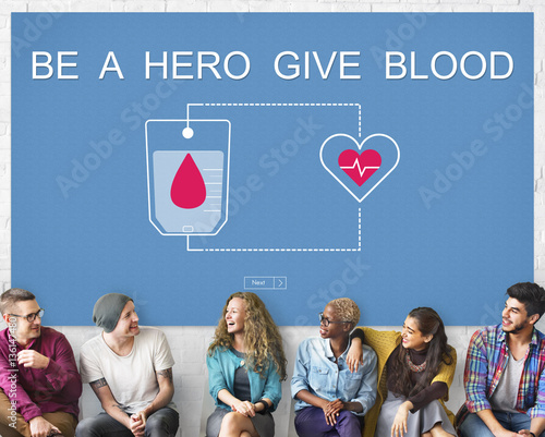 Tablou canvas Blood Donation Give Life Transfusion Sangre Concept