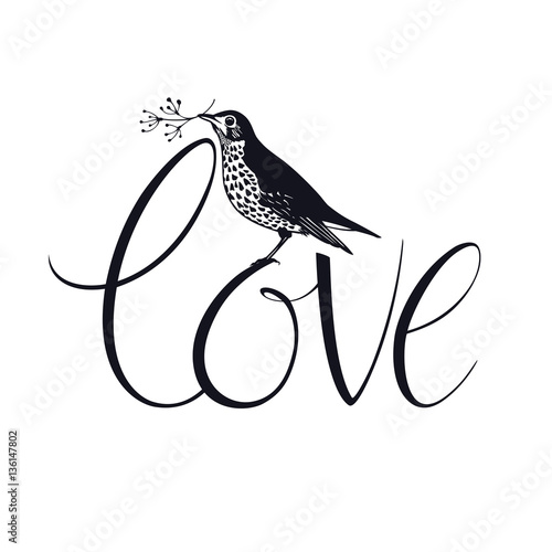 Song Thrush Love Design card