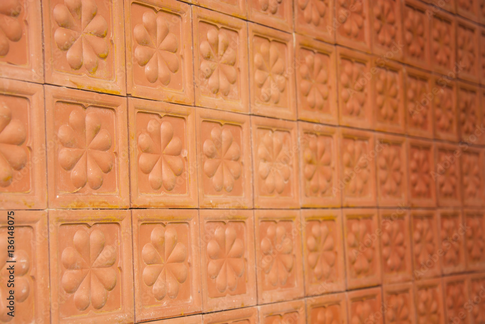 Blurred Orange Tile Texture Brick Wall