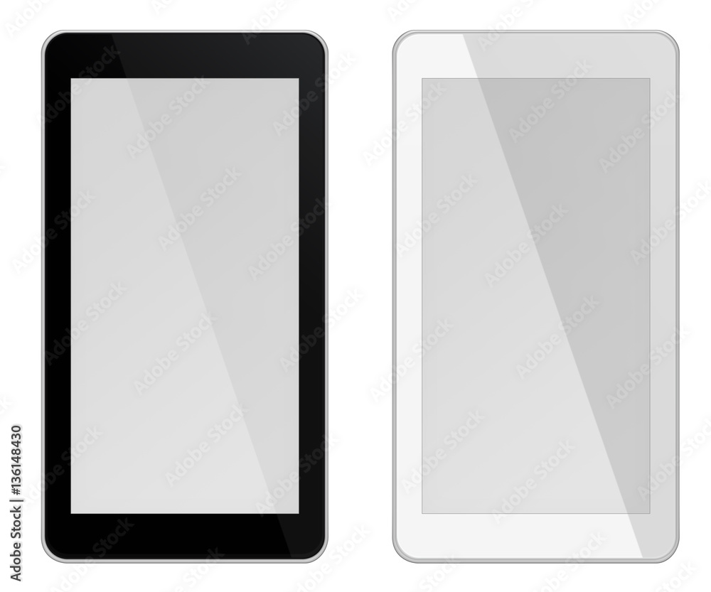 Smart phones with blank screens isolated on white background. 3D illustration. Smart phones with blank screens isolated on white background. 3D illustration.