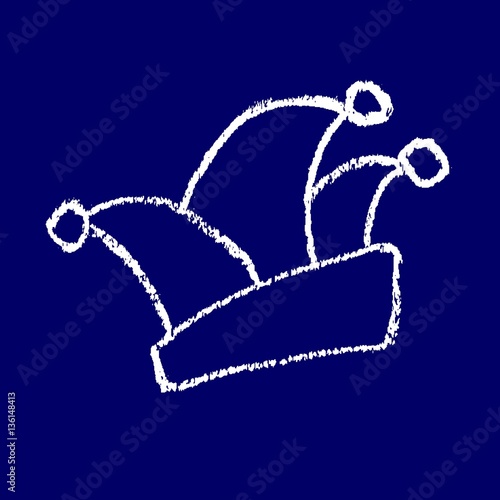 Narrenkappe Fasching Karneval Rosenmontag 11.11. -  Symbol  blau weiß Kreidezeichnung handgezeichnet