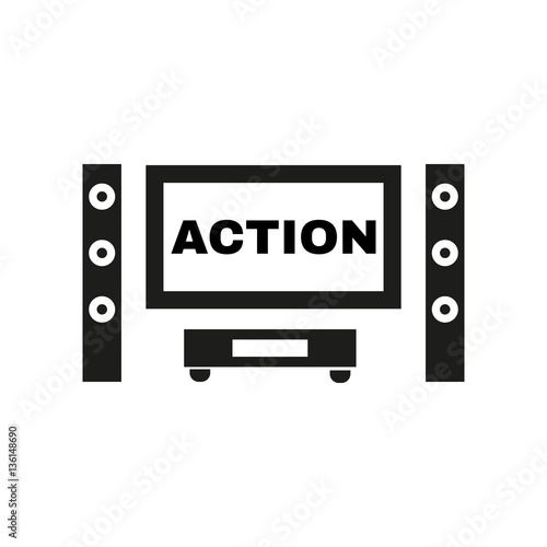 Action movie icon. TV and Home theater, cinema symbol. Flat design. Stock - Vector illustration