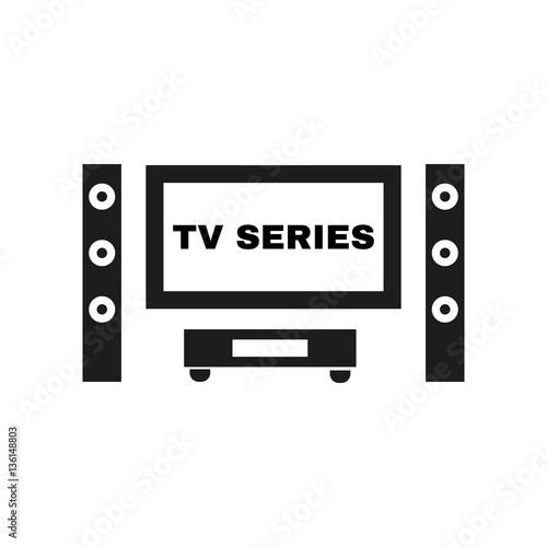 TV series icon. TV and Home theater, cinema symbol. Flat design. Stock - Vector illustration