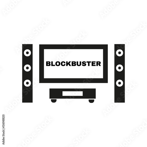Blockbuster movie icon. TV and Home theater, cinema symbol. Flat design. Stock - Vector illustration