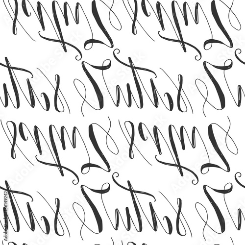 Flourish swirl ornate seamless pattern. Vector ink calligraphy style