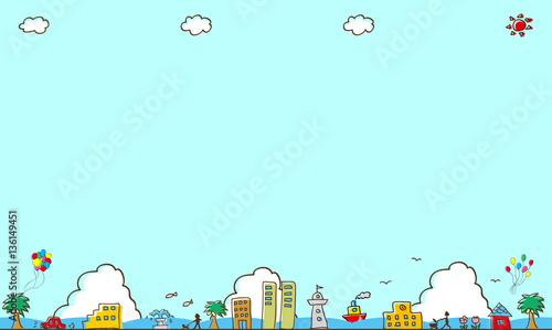 街並み　海背景