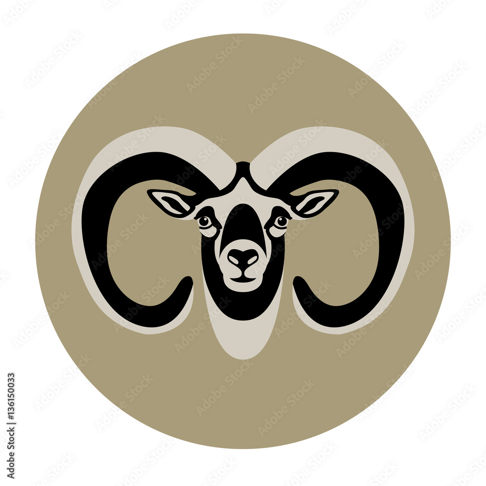 sheep ram head vector illustration style Flat sheep ram head vector illustration style Flat