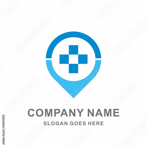 Medical Pharmacy Geometric Cross Signal Map Location Hospital Clinic Business Company Stock Vector Logo Design Template 