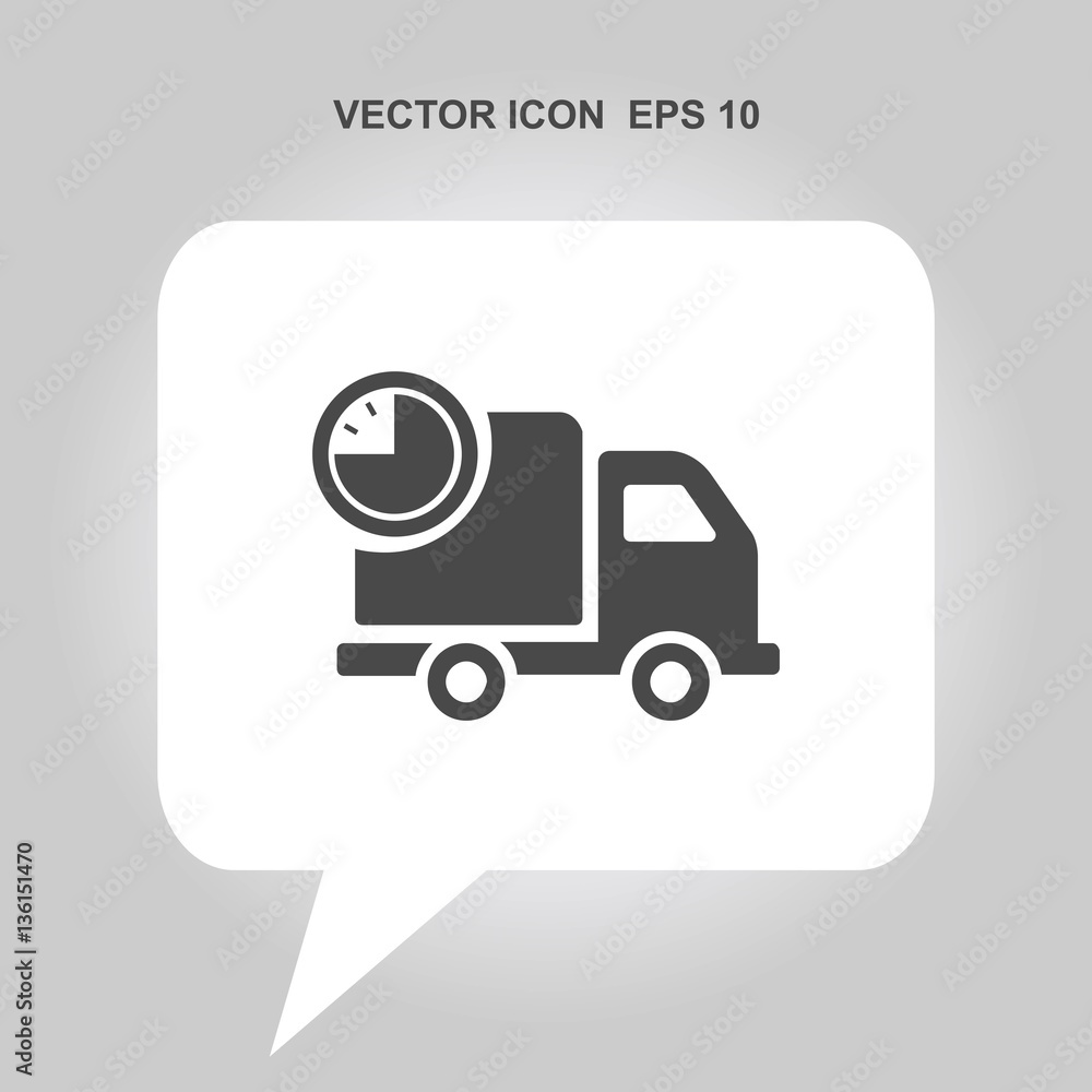 fast delivery truck with timer vector icon fast delivery truck with timer vector icon