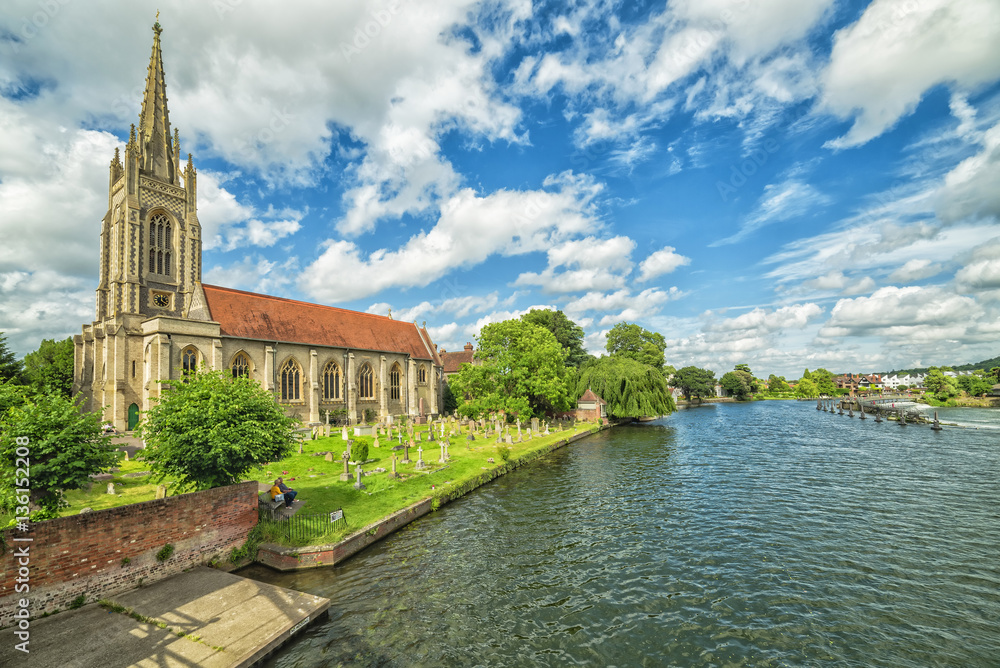 Marlow summer scennery with church on the river side