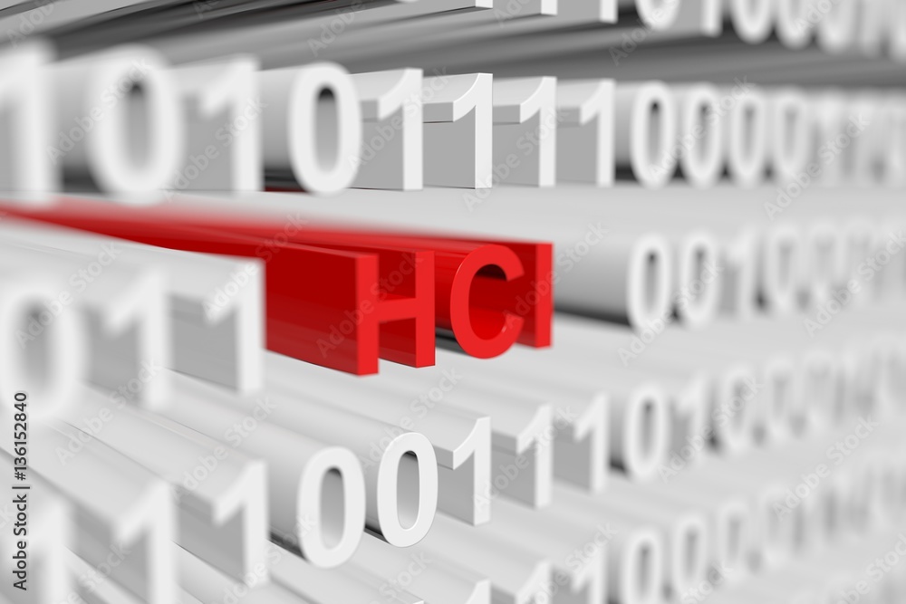 hci as a binary code with blurred background 3D illustration