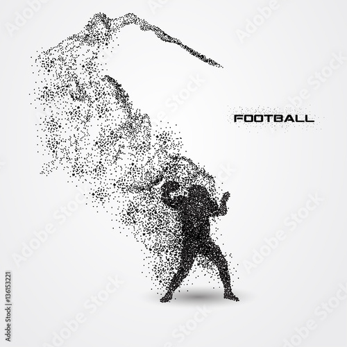 football player of a silhouette from particle