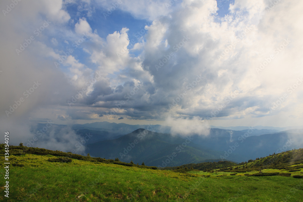 Cloudy sky in mountains Carpathians Cloudy sky in mountains Carpathians