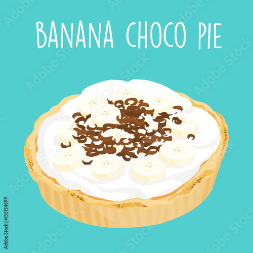 yummy banana chocolate pie vector