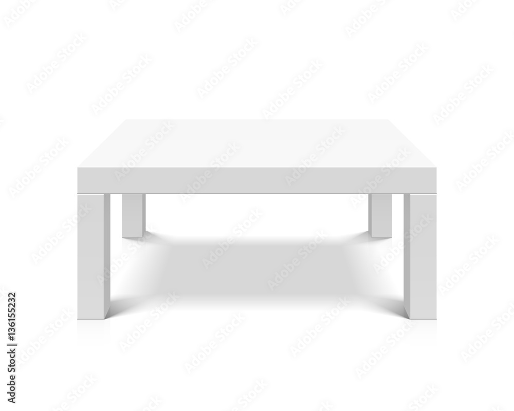White empty square table White empty square table