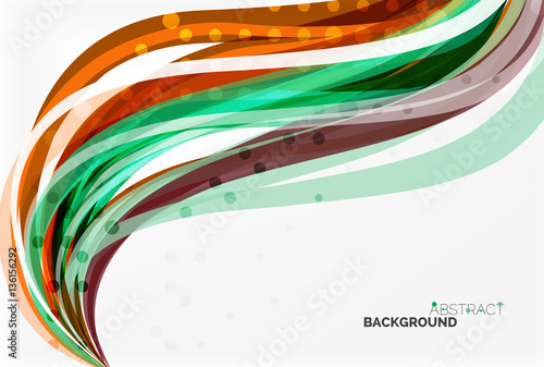 Vector color wave lines with dotted effect on light background