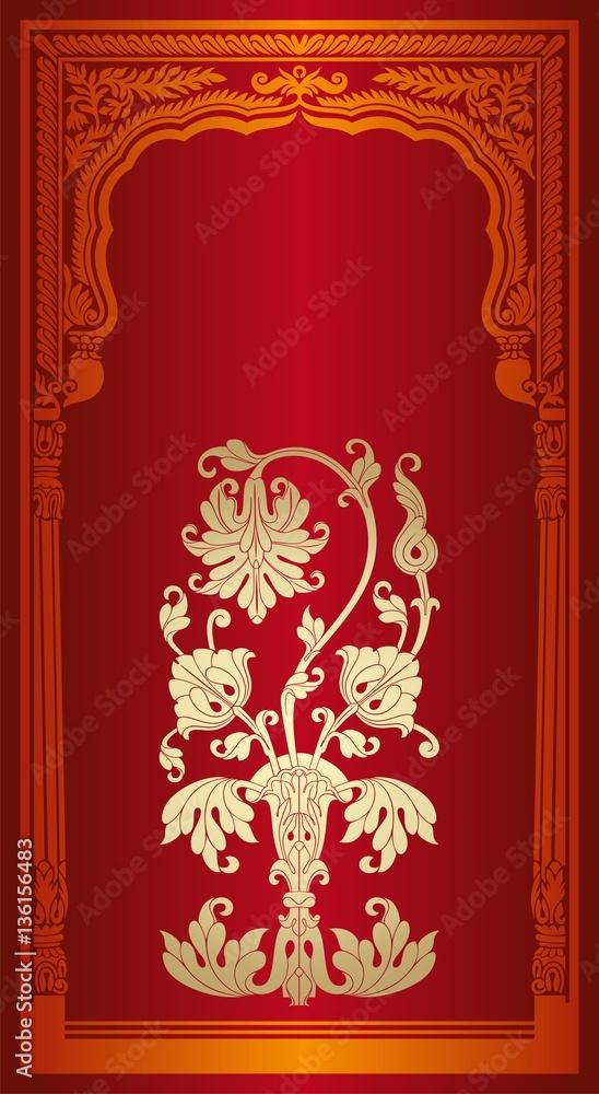 wedding card design, paisley floral pattern , royal India wedding card design, paisley floral pattern , royal India