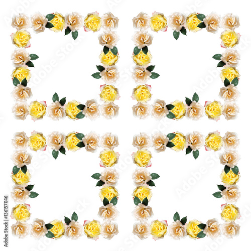 Beautiful floral background with yellow and cream roses 