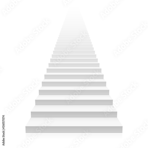 White straight staircase stretches to infinity