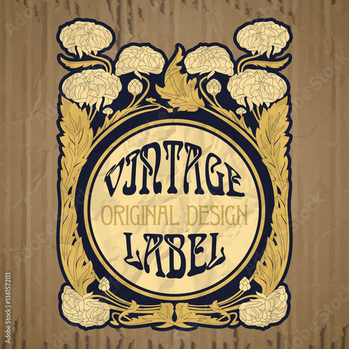 vector vintage items: label Art Nouveau