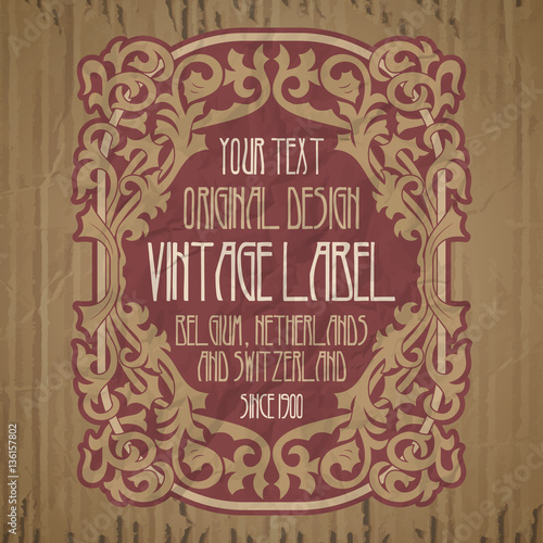vector vintage items  label Art Nouveau