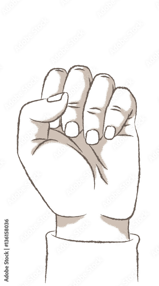 Hands, zero. Counting on hands: zero. Retro look illustration with a rough texture. Hands, zero. Counting on hands: zero. Retro look illustration with a rough texture.